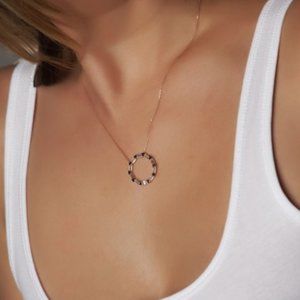 NWT Hoops Silver Necklace with Baquette Stones